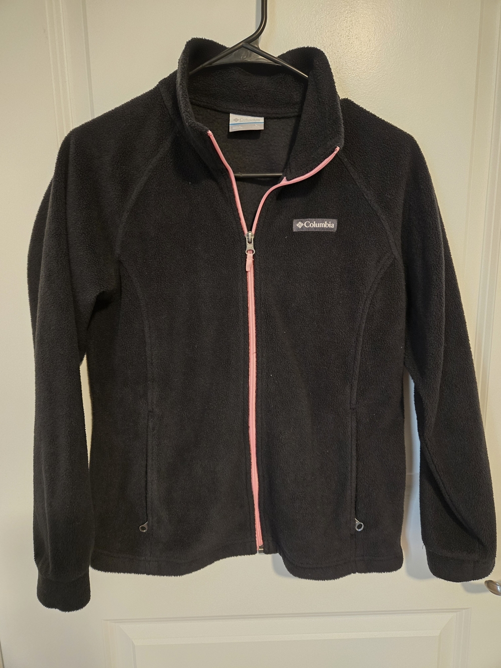 Columbia Black Fleece Jacket with Pink Zipper